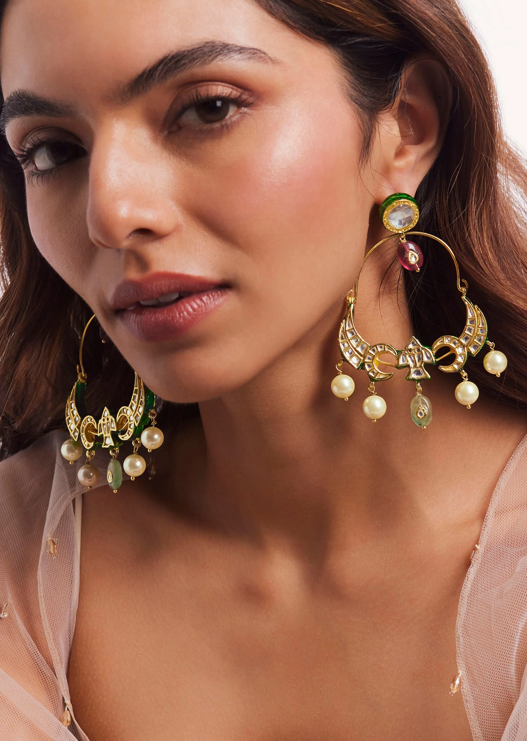 12419-antique-gold-kundan-polki-earrings-1.webp Antique Gold Kundan Polki Earrings