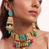 Gold Finish Kundan Polki Choker Necklace Set