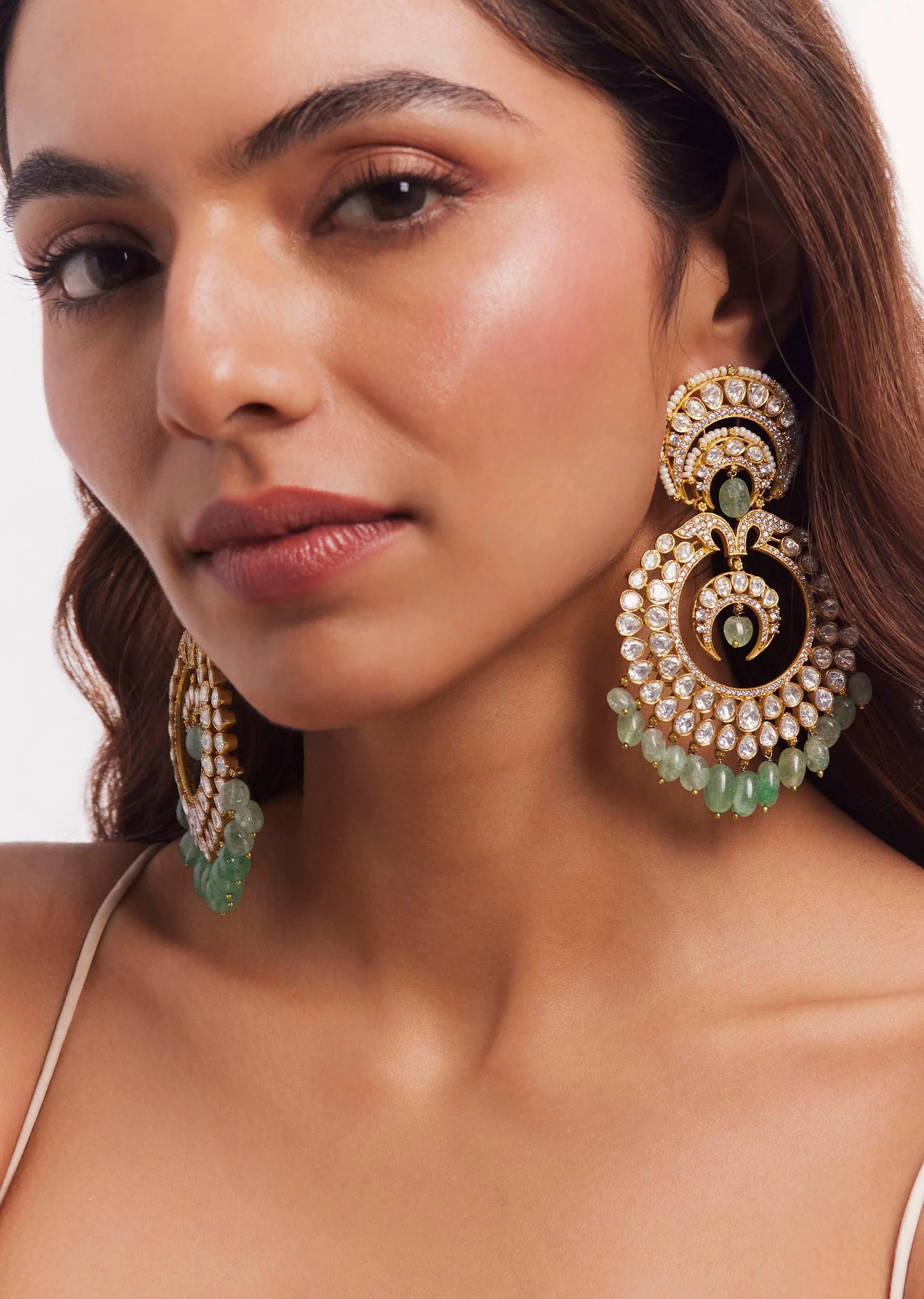 12425-gold-plated-kundan-polki-chandbali-earrings-1.webp Gold Plated Kundan Polki Chandbali Earrings