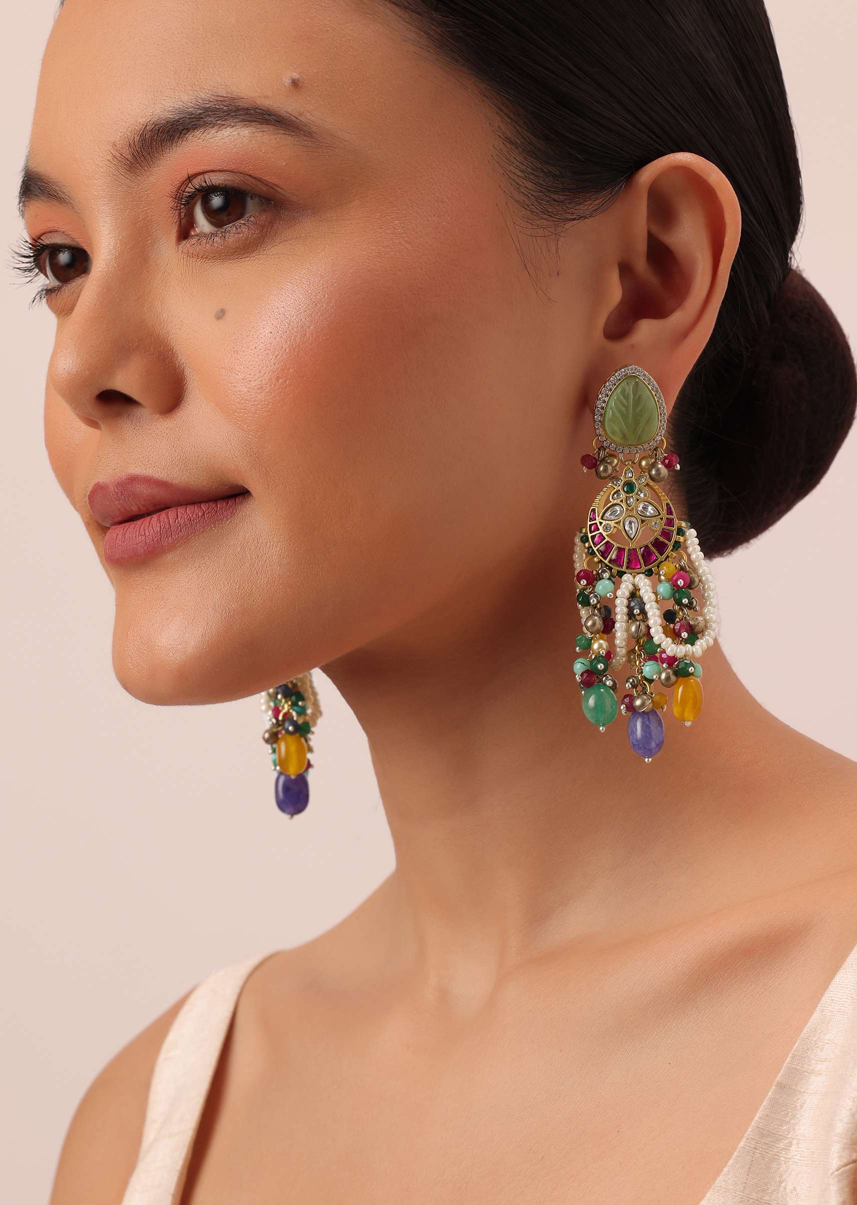 12462-multi-statement-danglers-with-bead-drops-and-meenakari-work-3.jpg Multi Statement Danglers With Bead Drops And Meenakari Work