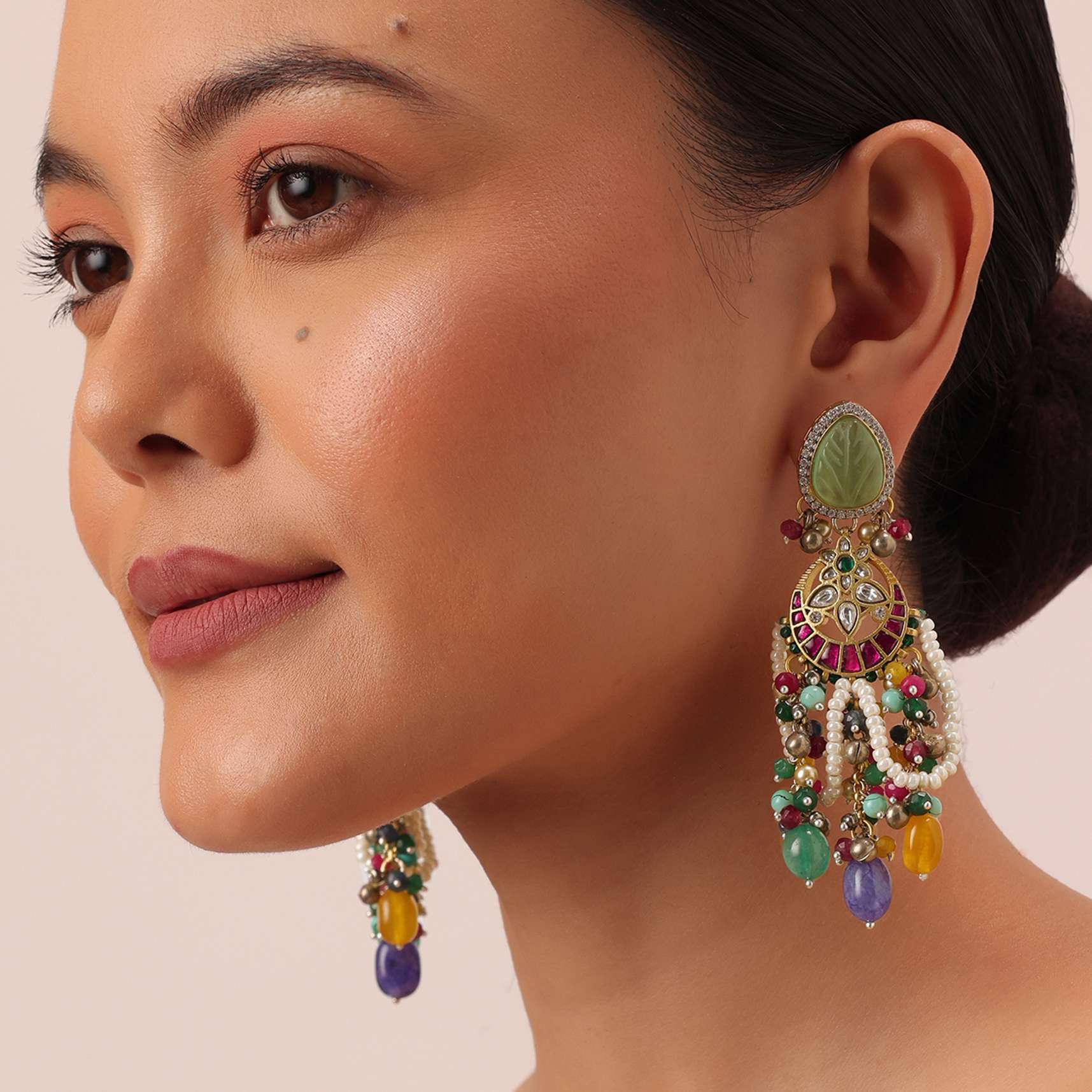 12462-multi-statement-danglers-with-bead-drops-and-meenakari-work-4.jpg Multi Statement Danglers With Bead Drops And Meenakari Work