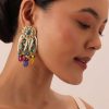 12463-two-tone-fusion-danglers-with-multicolor-bead-drops-and-meenakari-1.jpg Two Tone Fusion Danglers With Multicolor Bead Drops And Meenakari