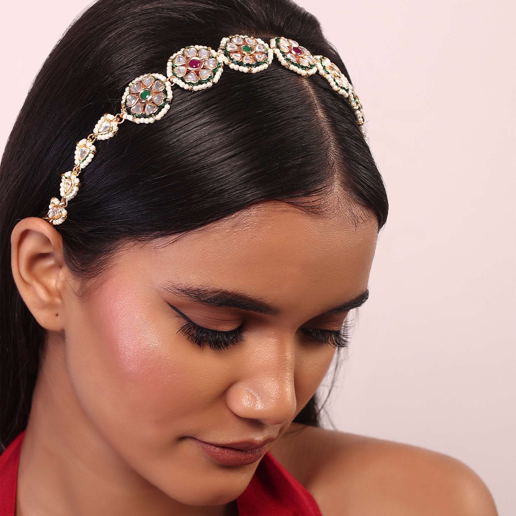 12464-gold-finish-kundan-matha-patti-with-pearls-2.jpg Gold Finish Kundan Matha Patti with Pearls