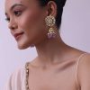 Gold Finish Choker With Pearls And Green Beads