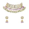 Gold Finish Choker With Pearls And Green Beads