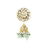 Gold Finish Choker With Pearls And Green Beads