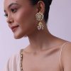 Gold Finish Choker With Pearls And Green Beads