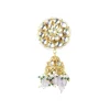 Gold Finish Choker With Pearls And Green Beads