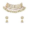 Gold Finish Choker With Pearls And Green Beads