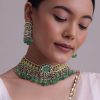 Voilet Toned Gold-Finish Kundan Choker Necklace Set With Colourful Meenakari Work In Mix Metal