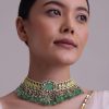 Voilet Toned Gold-Finish Kundan Choker Necklace Set With Colourful Meenakari Work In Mix Metal