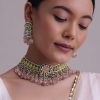Voilet Toned Gold-Finish Kundan Choker Necklace Set With Colourful Meenakari Work In Mix Metal