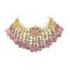 Voilet Toned Gold-Finish Kundan Choker Necklace Set With Colourful Meenakari Work In Mix Metal
