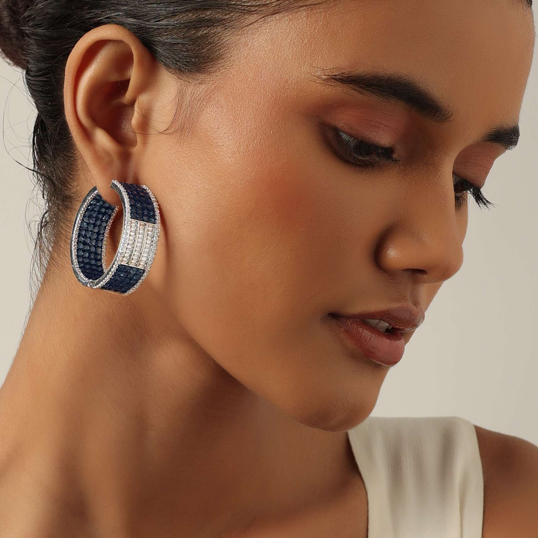 12486-blue-hoops-embedded-with-zirconia-stones-1.jpg Blue Hoops Embedded With Zirconia Stones