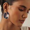 Blue Hoops Embedded With Zirconia Stones