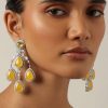 Orange Chandeliers With Teardrop Motifs And Studded Stones