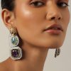 Red Two Tone Danglers With Studded Stones
