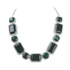 Silver Finish Necklace And Earring Set Studded With Green Synthetic Stones