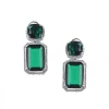 Silver Finish Necklace And Earring Set Studded With Green Synthetic Stones