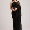 Black Net Saree Heavy Embroidered With Sequins And Stones