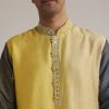 Yellow Ombre Silk Kurta Set With Mirror Work
