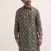 Brown Printed Kurta Patiala Set For Men