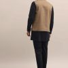 Black And Brown Embroidered Silk Kurta Jacket Set For Men