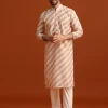 Grey Kurta Set With Striped Print