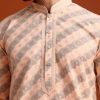 Grey Kurta Set With Striped Print
