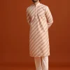 Grey Kurta Set With Striped Print