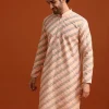 Grey Kurta Set With Striped Print