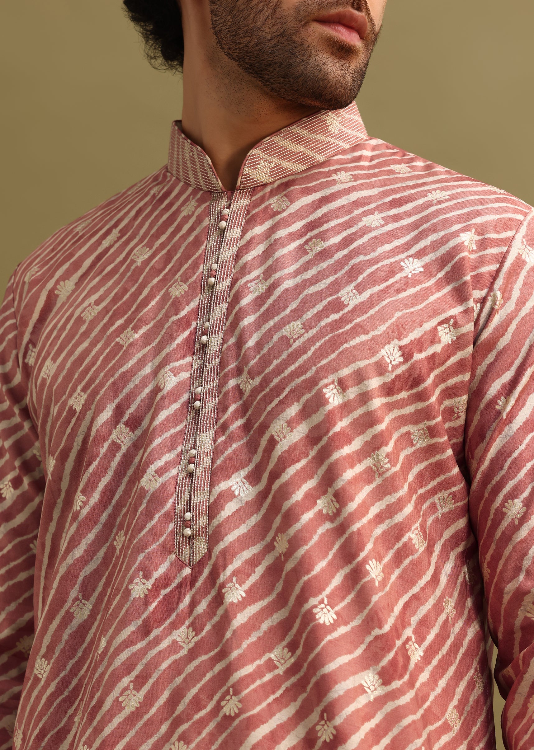 12591-pink-embroidered-lehariya-print-kurta-set-1.jpg Pink Embroidered Lehariya Print Kurta Set