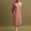 Pink Embroidered Lehariya Print Kurta Set