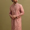 Pink Embroidered Lehariya Print Kurta Set