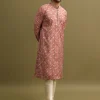 Pink Embroidered Lehariya Print Kurta Set