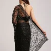 Black Net Saree Heavy Embroidered With Sequins And Stones