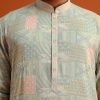 Pista Green Silk Kurta Set With Printed Detail