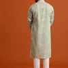 Pista Green Silk Kurta Set With Printed Detail