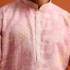 Pink Kurta And Pant Set In Silk With Printed Work