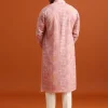 Pink Kurta And Pant Set In Silk With Printed Work
