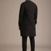 Black Resham Embroidered Jacket And Kurta Set In Silk