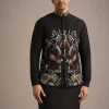 Black Resham Embroidered Jacket And Kurta Set In Silk