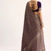 Purple Bandhani Tie Dye Saree With Zari Jaal And Unstitched Blouse