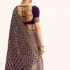 Purple Bandhani Tie Dye Saree With Zari Jaal And Unstitched Blouse