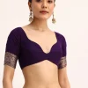 Purple Bandhani Tie Dye Saree With Zari Jaal And Unstitched Blouse