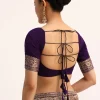 Purple Bandhani Tie Dye Saree With Zari Jaal And Unstitched Blouse