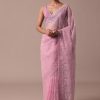 Pink Organza Saree With Unstitched Blouse