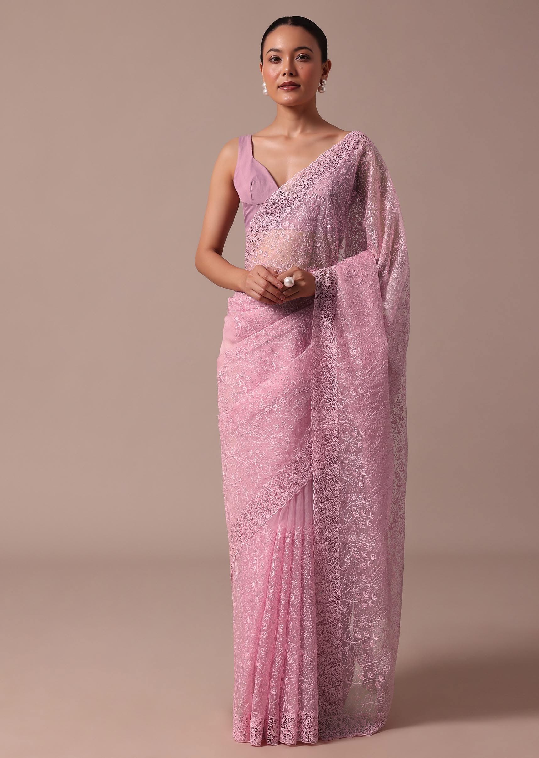 12679-pink-organza-saree-with-unstitched-blouse-1.jpg Pink Organza Saree With Unstitched Blouse