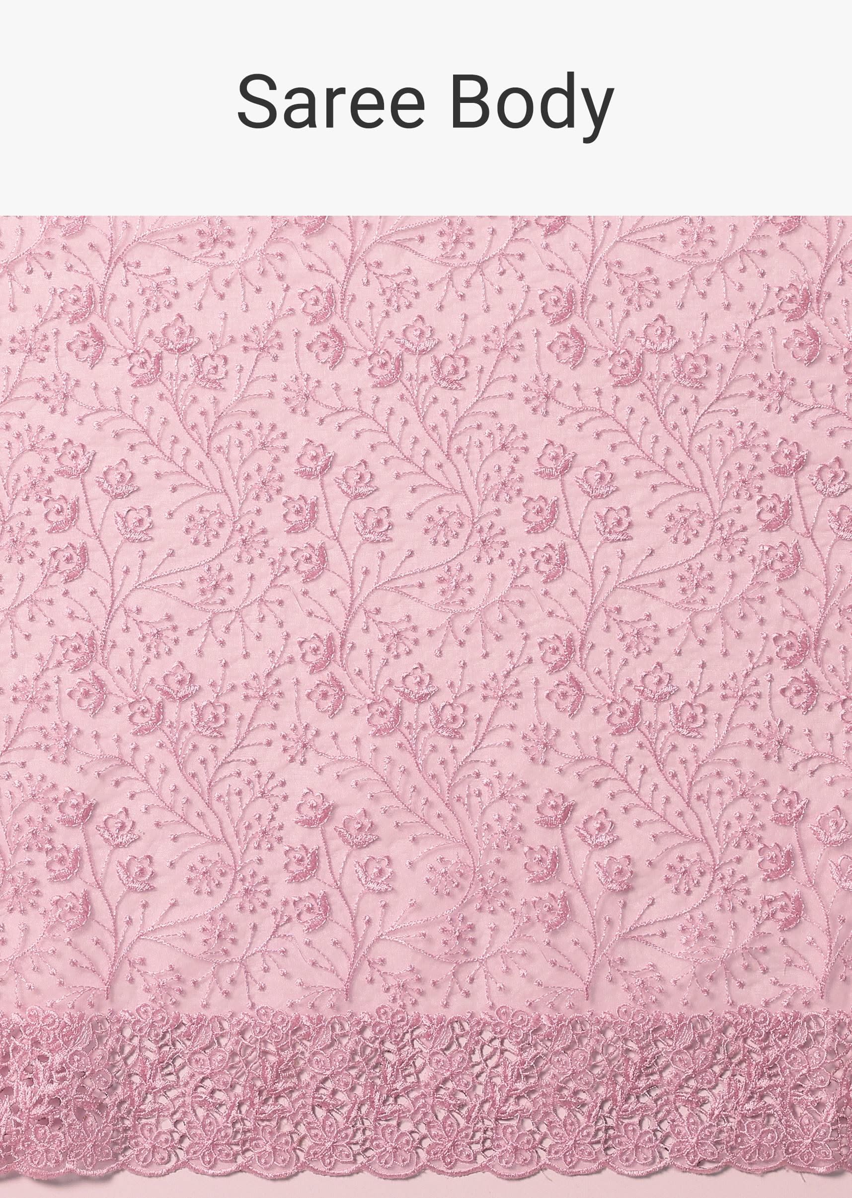 Pink Organza Saree With Unstitched Blouse