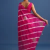 Rani Pink Hand Dyed Lehriya Silk Saree With Gota Patti Work
